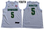 Youth Cassius Winston Michigan State Spartans #5 Nike NCAA White Authentic College Stitched Basketball Jersey UB50M87TB